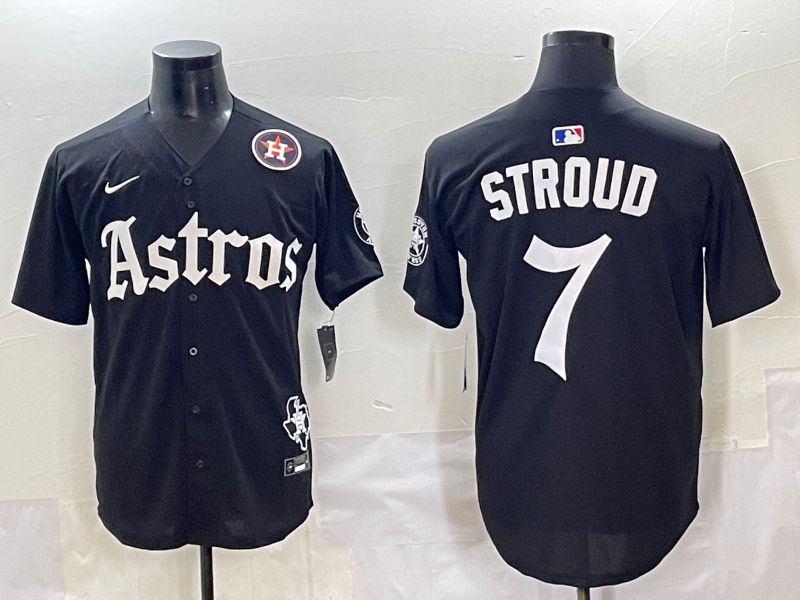 Men 2025 Houston Astros 7 Stroud Black Five generations Joint Name Nike MLB Jersey style 11